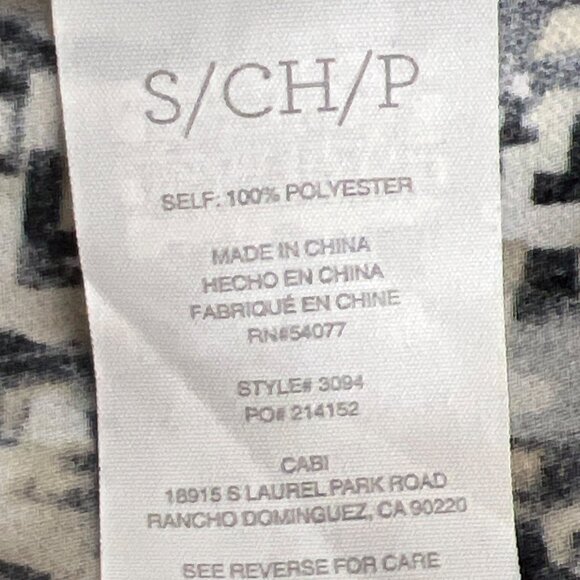CABI Shatter Blouse Geometric Print White Taupe Black Gray Sz S #3094 - Picture 7 of 8
